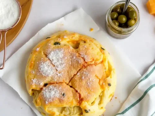 A freshly baked Vegan Jalapeño Cheese Artisan Bread Recipe