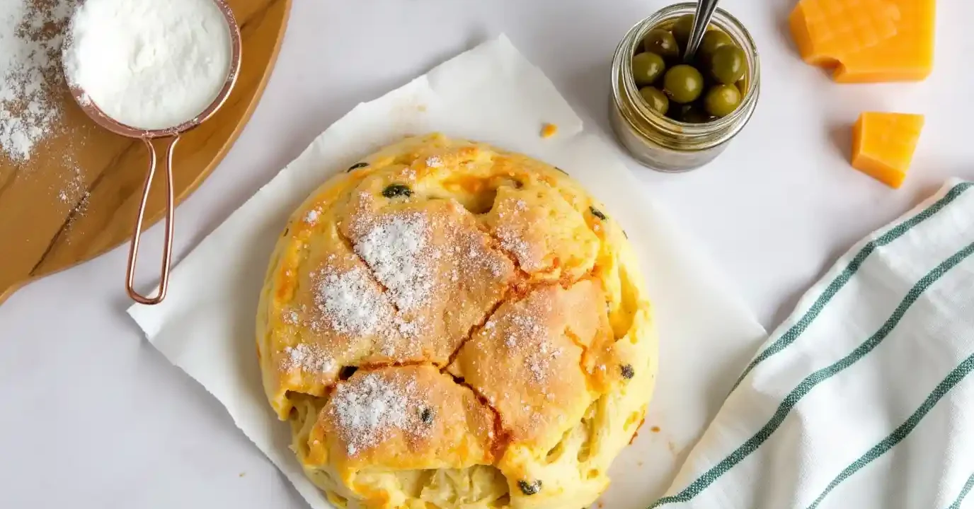 A freshly baked Vegan Jalapeño Cheese Artisan Bread Recipe