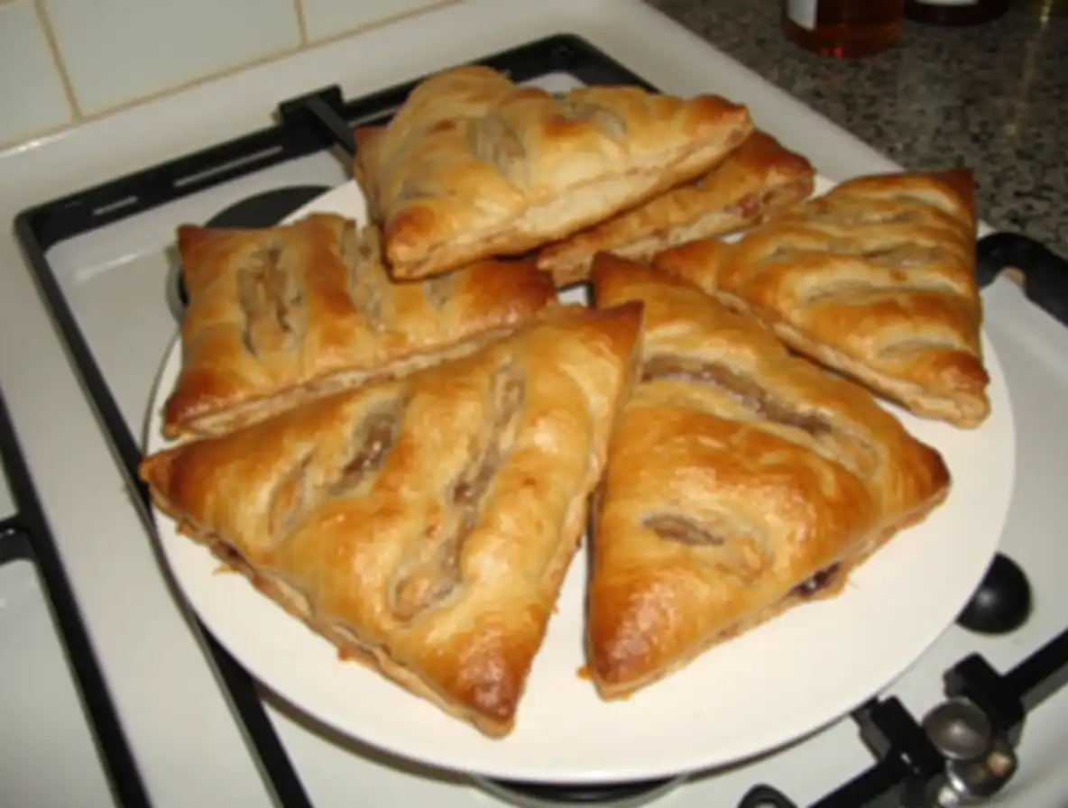 Breakfast 4 Golden and flaky apple turnovers filled with a warm spiced apple filling.
